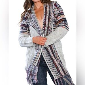 Fringe Multicolor Knit Cardigan Sweater